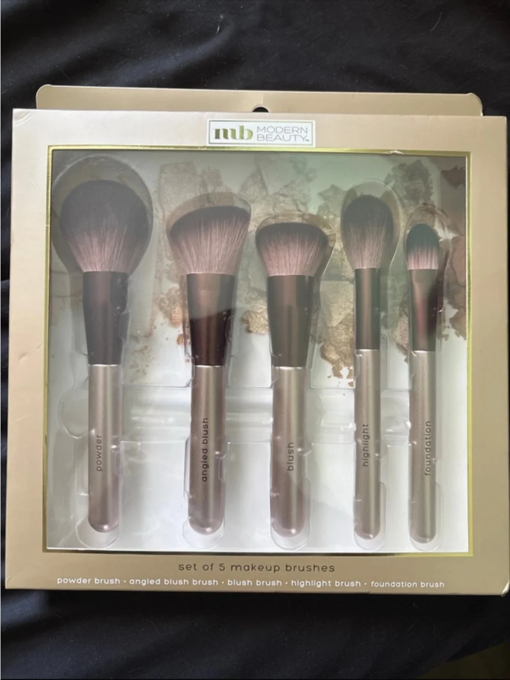 5-Piece Makeup Brush Set — Pink and Rose Gold